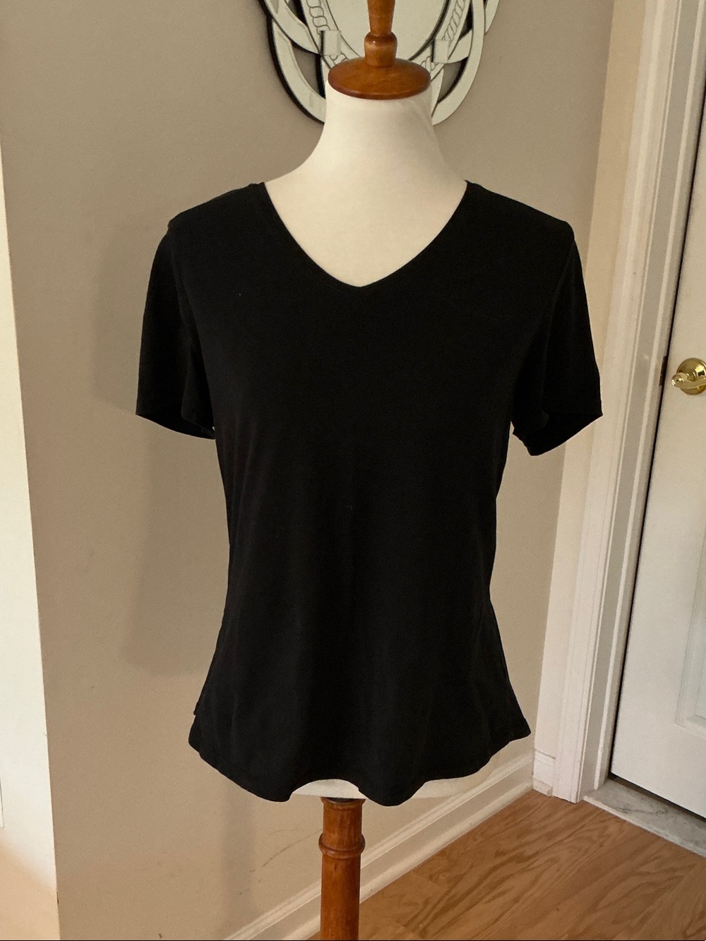 Classic V-Neck Short Sleeve Tee - Black